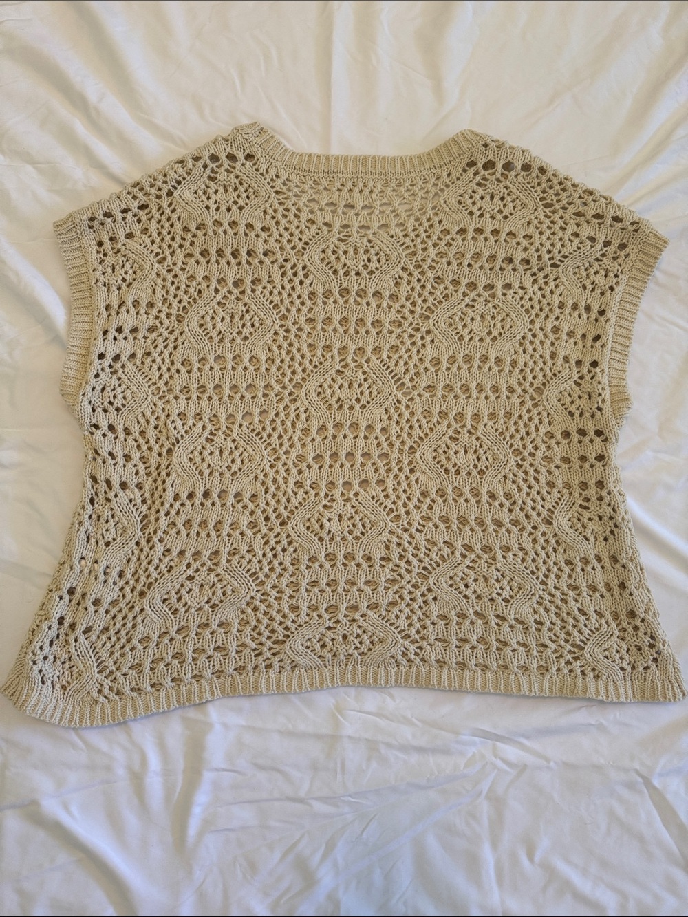 Lucky Brand Cream Crochet Knit Sleeveless Top - Picture 4 of 5